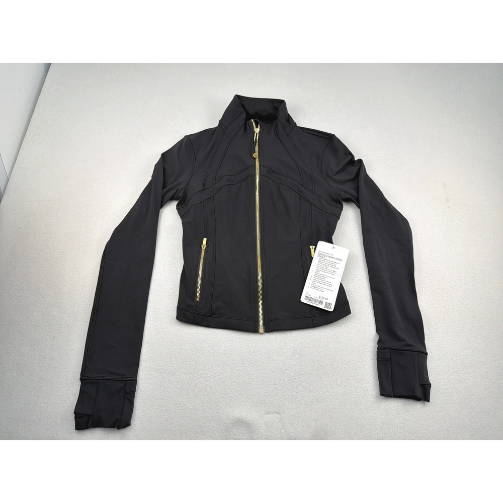 Lululemon Define Cropped Jacket Nulu Black Gold LW3KONS Size 4 NEW